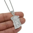 thumbnail image 5 of Real Genuine Diamond 0.30 Cwt. Jesus Face Piece Over 10K White Gold  Pendent Charm Chain Set 1.65'', 5 of 7