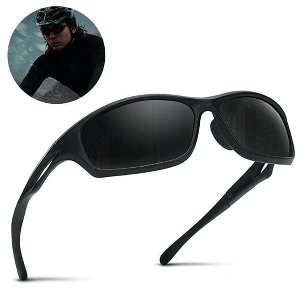 Jiaia Super Dark Lens Black Sunglasses | Biker Style Rider | Wrap Around Frame