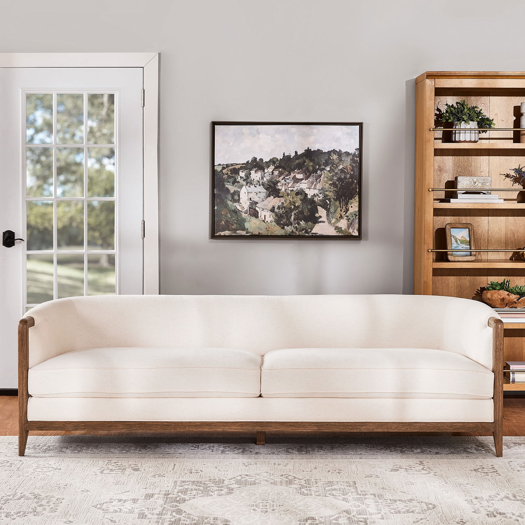 My Texas House Campbell 92 in Sofa, Cream Polyester Upholstery
