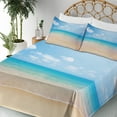 thumbnail image 3 of Ambesonne Nature Fitted & Top Sheet Set with Shams, Tropical Sea Coast Sky, Cream Blue, 3 of 5