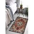 thumbnail image 4 of xianlin-Collection Traditional Oriental Area Rug - 2’ X 3’ Faux Wool Non-Slip Distressed Vintage Area Rug Small Accent Throw Rugs Floor Carpet for Door Mat Entryway Bedrooms Decor (2’ X 3’, Red), 4 of 4
