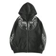 thumbnail image 3 of VeFlora Y2K Graphic Zip Up Hoodie for Men, Long Sleeve Drawstring Oversized Sweatshirt for Daily Wear Party(Grey/M), 3 of 4