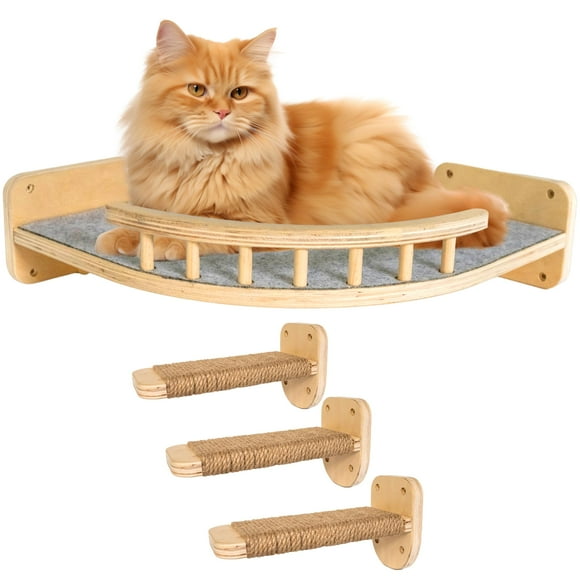 UNTITLDW Cat Wall Shelves with Steps – Wall-Mounted Cat Furniture, Floating Cat Perch, Multi-Level Cat Climbing Shelf, Cat Wall Platform, Space-Saving Cat