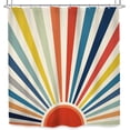 thumbnail image 6 of Rainbow Kids Colorful Shower Curtain Cute Retro Hippie Sun Sunrise Bathroom Curtains Set 72Wx72L Inches Vintage 70s Sunset Neutral Bath Accessories Art Home Decor Fabric 12 Pack Hooks, 6 of 6