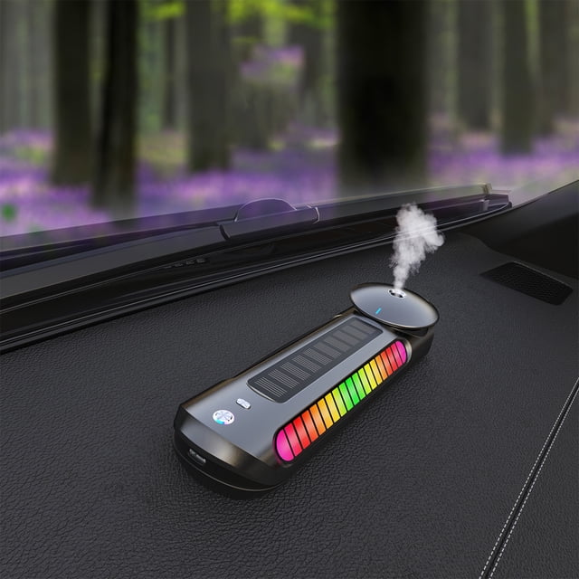 Solar Smart Car Air Freshener, Smart Car Diffuser, 70ML Essential Oil Diffuser Last 5 Months, Auto On/Off, Aluminum Alloy, 3 Mode Adjustable, Ambient Light, Car Fresheners, Car Fragrance