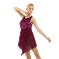 thumbnail image 2 of TSSOE Women's Shiny Sequins Asymmetrical Mesh Ballet Figure Skating Leotard Dress Gymnastics Wine Red XL, 2 of 7