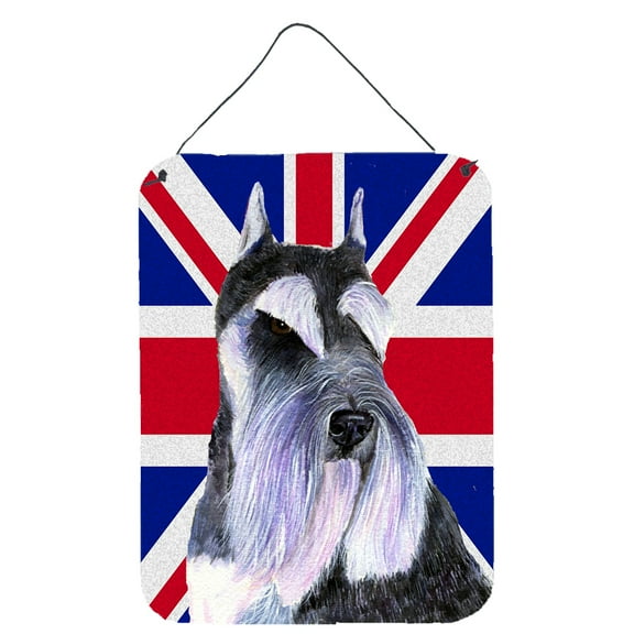 Carolines Treasures SS4919DS1216 Schnauzer with English Union Jack British Flag Wall or Door Hanging Prints 12WX16H