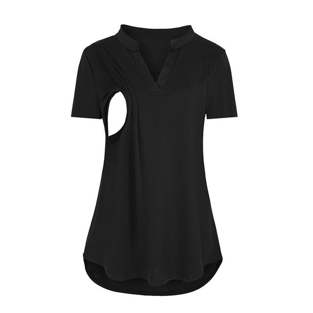 Icvfdpl Women'S Maternity T Shirts Summer Short Sleeve V Neck Plaid Print Tops For Breastfeeding Nursing Blouse Pregnancy Casual Xl