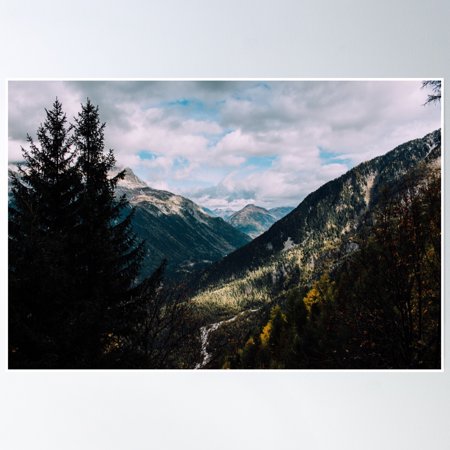 Bloom Theory Traditional Landscape Natural Mountain Range Poster Wall Art, Modern Wall Decor, 8x12 UNFRAMED