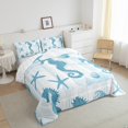 thumbnail image 3 of Feelyou Blue Seahorse Print Full Size Comforter Sets, Cartoon Starfish Seashell Bedding Comforter Set, Teens Kids Boys Girls Reversible Bedding Sets, Luxury Bedroom Decor, 3pcs, 3 of 8