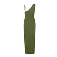 thumbnail image 5 of Summer Saving Wycnly Formal Dresses for Women Basic Ruched Bodycon One Shoulder Irregular Wrap Strap Dresses Slash Neck Sleeveless Solid 2024 Summer Midi Dress Army Green XL, 5 of 7