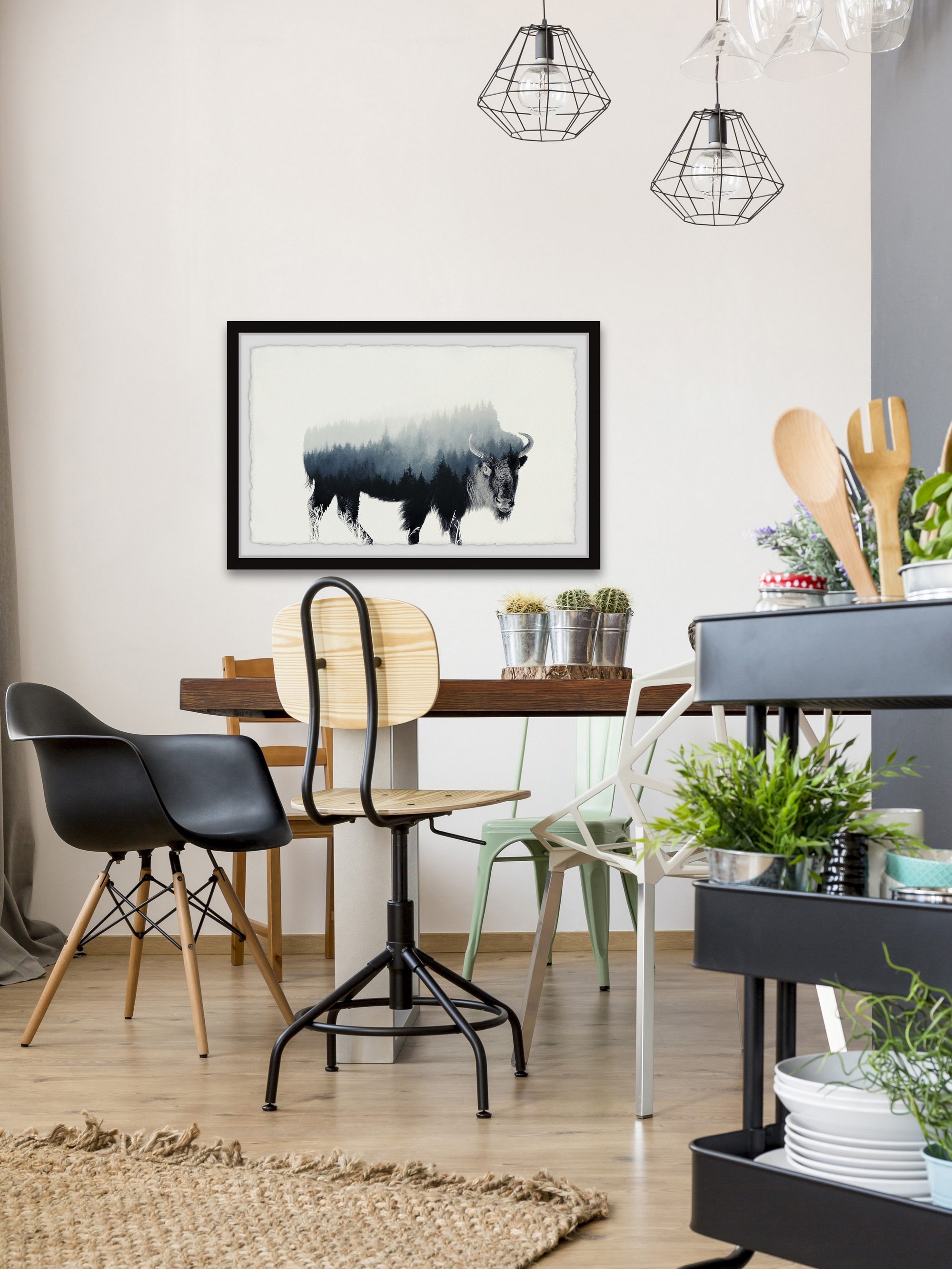 Marmont Hill Ox Silhouette Framed Wall Art, 8" x 12"