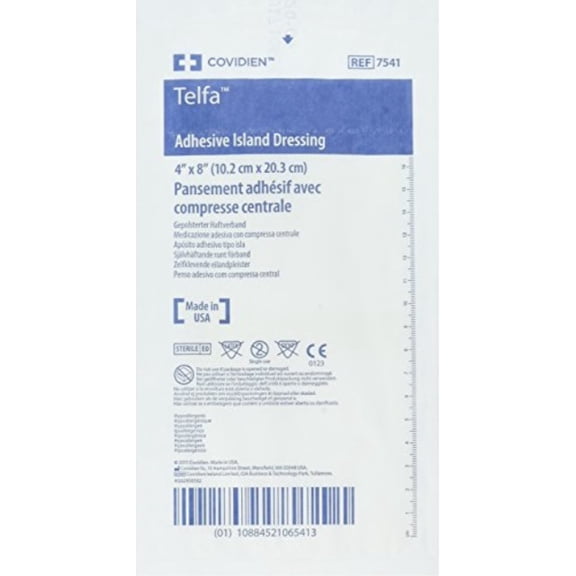 Telfa Adhesive Island Wound Dressing 4" x 8" - Box of 25