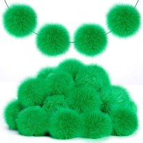 2" Large Green Pom Poms for Crafts - 30 pcs Pompom Fluffy Balls for Halloween Costume Accessories Fall Decorations Christmas Handmade Gifts