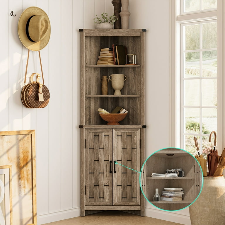 Corner Storage Cabinet Gracie Oaks Finish Light Brown