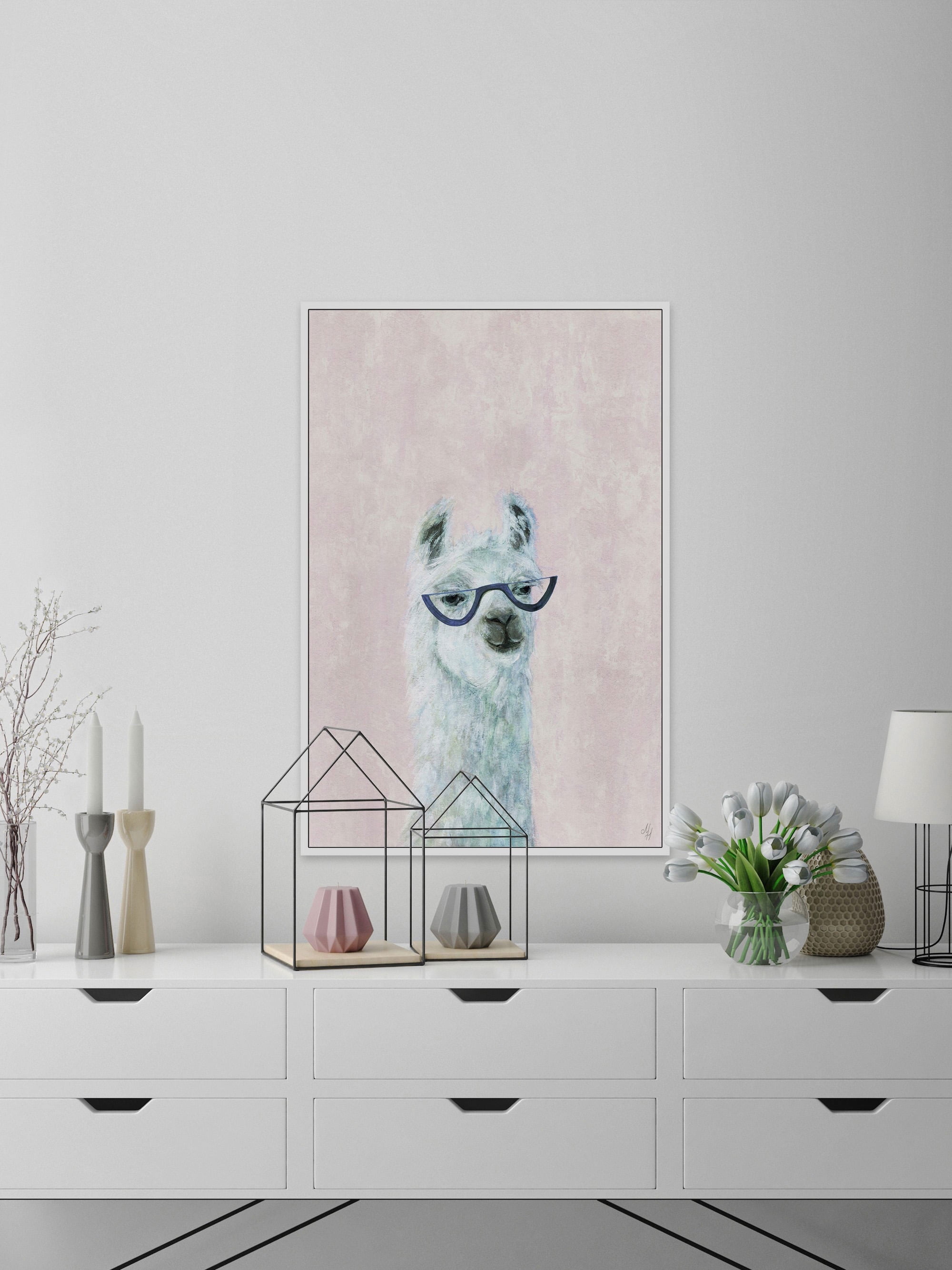 Posh Llama II Floater Framed Painting Print on Canvas