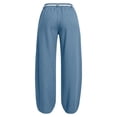 thumbnail image 3 of HomeDM Women's Pants Wide Leg Sweatpants with Pockets Blue Loose Drawstring Lounge Trousers for Athletic Work Size XL, 3 of 8