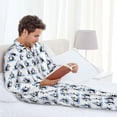 thumbnail image 4 of Salouo Skiing Penguin Funny Print Button-Front Long Sleeve Pajama Set for Men, Soft 2Pjs Men's Long Sleeve Sleepwear -Medium, 4 of 7
