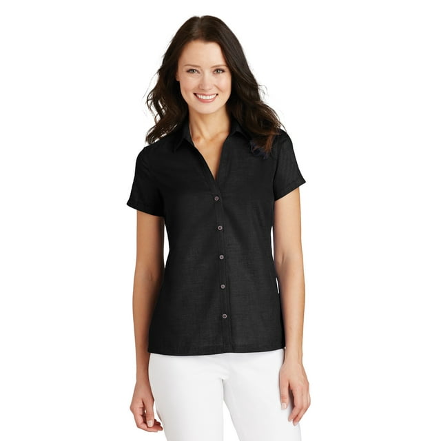 Camisa de campamento texturizada para damas Port Authority®. L662 Autoridad Portuaria L662