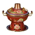 thumbnail image 1 of Olla caliente cloisonné, olla caliente de cobre, olla caliente para una sola persona, olla caliente tradicional china Shabu Rojo, 1 of 9