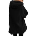 thumbnail image 2 of Womens Oversized Zip Up Sherpa Fleece Jacket with Pockets Hoodie Winter Coat Outerwear Black XXL, 2 of 5