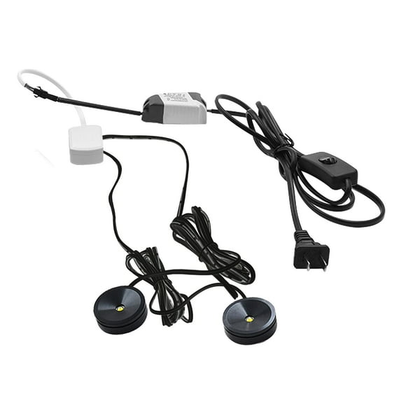 FSLiving 1W LED Mini Spotlight with Plug in Button Cable Black Lampbody Cool White Light(6000K) for Accent Lighting Cartoon Jewelry Showcase Cabinet Lego Model - 1 Set with 2 Spotlights