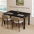 thumbnail image 3 of Honfach 63" Extendable Dining Table for 4-8, Square Wooden Dining Room Table with Metal Base, Modern Extendable Table for e for Small Kitchens, Dining Office Areas, Black, 3 of 9