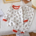 thumbnail image 3 of Odeerbi Toddler Boys Girls Pajama Sets Soft Cotton Long Johns Cartoon Printed Base Layer Set Thermal Underwear Set Casual Collar Long Sleeve Tops Printed Long Pants Outfit Sets Red, 3 of 3