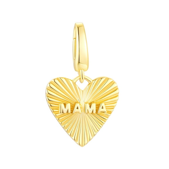 Brilliance Fine Jewelry Mama Heart Charm in 14KT Gold Plated Sterling Silver