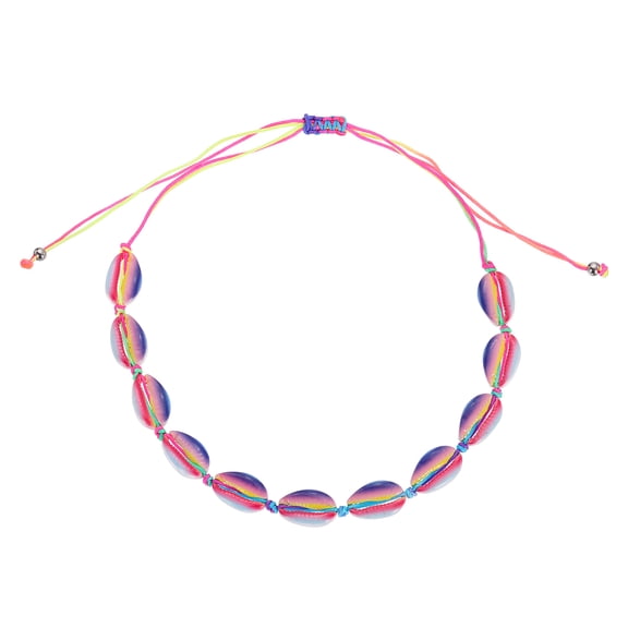 Uxcell Shell Chokers Necklace, Handmade Adjustable Conch Sea Puka Shell Chokers Necklace Boho Summer Beach Jewelry Gifts for Women Men, Pink Blue Purple