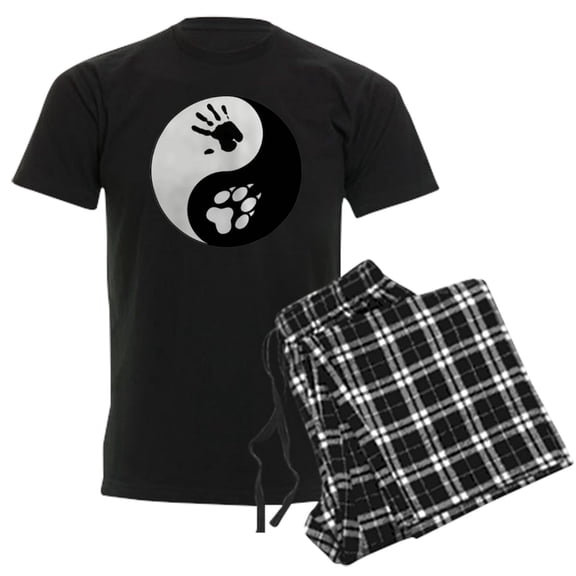 CafePress - Wolf Therian Ying Yang Men's Dark Pajamas - Men's Dark Loose Fit Cotton Pajama Set