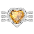 thumbnail image 2 of Dazzlingrock Collection 9mm Heart Shaped Center Citrine with Round White Diamond Halo Style Engagement Ring Set for Women (0.63 ctw, Color I-J, Color I1-I2) in 14K White Gold, Size 4, 2 of 4