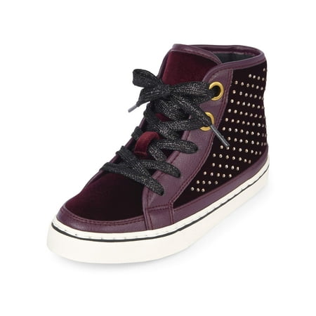 The Children's Place Girls' Velvet High Top (Best Place For Toddler Shoes)
