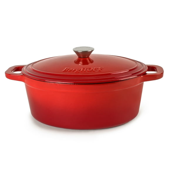 BergHOFF Neo Cast Iron 5qt. Oval Dutch Oven 11.5" with Lid, Red