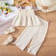 thumbnail image 4 of Wdgfv Summer Toddler Girl Outfit Linen Lace Smocked Sleeveless Tank Top Pants Set for Baby Comfortable Breathable Casual Wear Beige 18-24 Months, 4 of 9