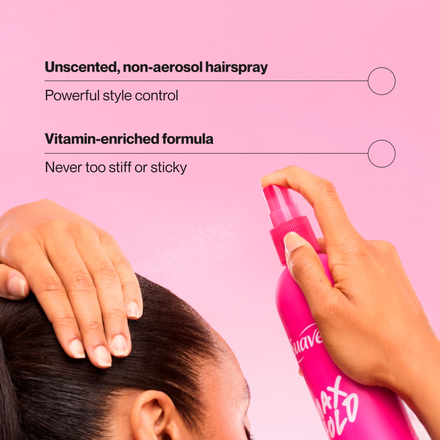 Suave Max Hold Unscented Non-Aerosol Hairspray, Strong Hold, All Hair Types, 11 FL OZ