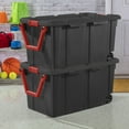 thumbnail image 4 of Sterilite 151 Liter Wheeled Industrial Tote, Extra Large Rugged Plastic Storage Bin with Latch Lid and Pull Handle, Black, 2 Pk, 4 of 11
