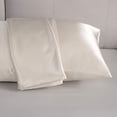 thumbnail image 2 of Funda de almohada de satén para cabello y piel, paquete de 2 fundas de almohada de seda, tamaño Queen (51*66 cm), juego de 2 con cierre tipo sobre (beige), 2 of 5