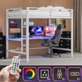 thumbnail image 2 of Full Size Metal Loft Bed With Gaming Desk And Led, White - Strong Construction, Design Frame Led , Versatile, Ample Space, 2 of 7