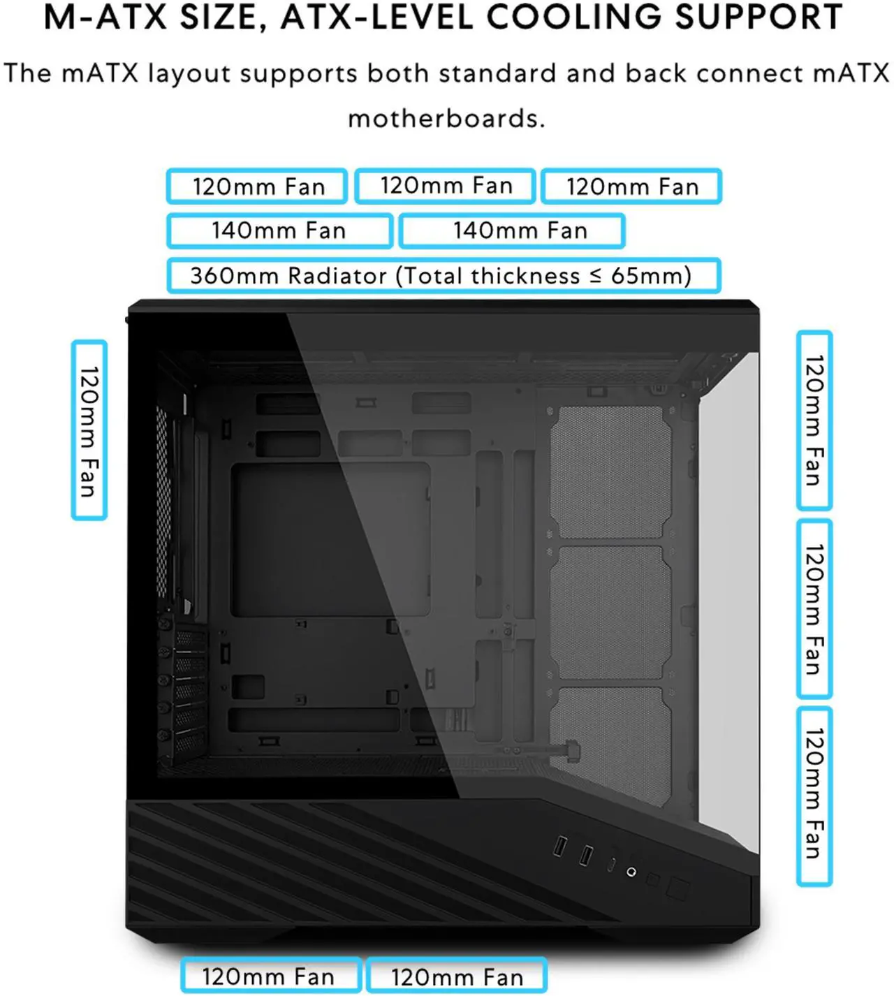 Lian Li Vector V100 MINI Micro-ATX Compact PC Case, Panoramic Tempered Glass, 415mm GPUs