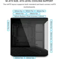 thumbnail image 4 of Lian Li VECTOR V100 MINI Micro Form Factor Compact PC Case, Panoramic Tempered Glass, Support Backet-Connect Micro-ATX, 415mm GPUs, 360mm Radiator, 9 x 120mm Fans, Dust Filiter, RGB - Black (V100MIX), 4 of 8