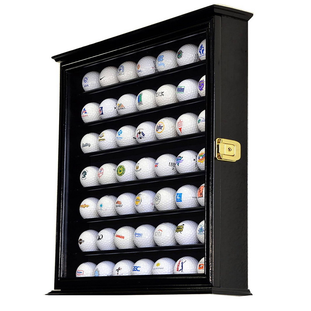 49 Golf Ball Display Case Wall Rack Holder w/98 UV Protection Lockable XH Display Cases