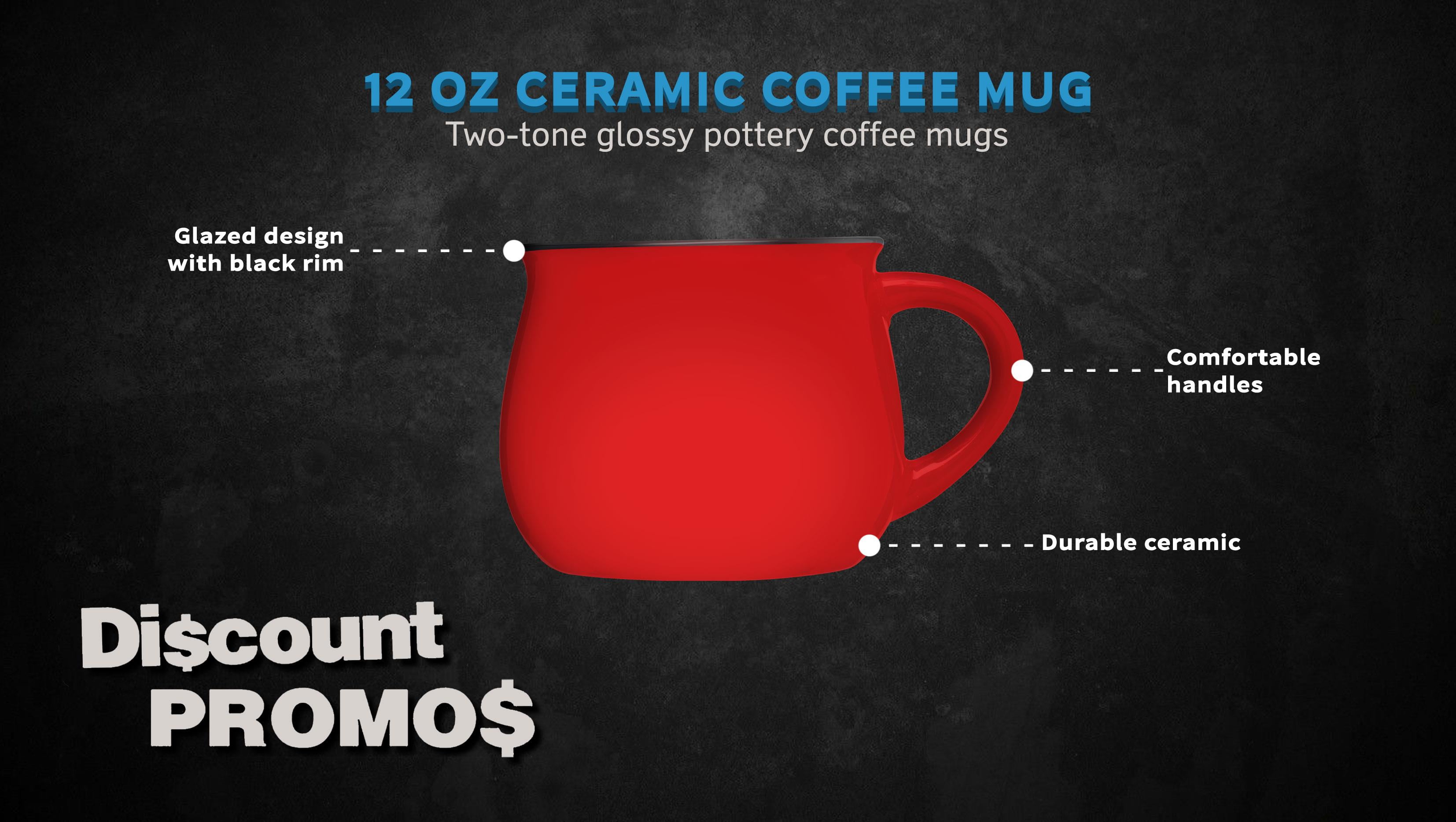 Glazed Campfire Coffee Mugs 12 oz. Set of 10, Bulk Pack - Perfect for Coffee, Tea, Espresso, Hot Cocoa, Other Beverages - Red