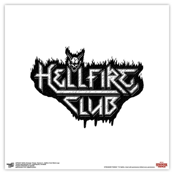 Gallery Pops Netflix Stranger Things: Season 4 - Hellfire Club Metal Logo Wall Art, Unframed Version, 12" x 12"