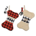 thumbnail image 6 of Christmas Pet Stockings Hanging Ornament Cat Dog Plaid Bow Bone Tassels Gift Reusable Bag, 6 of 7