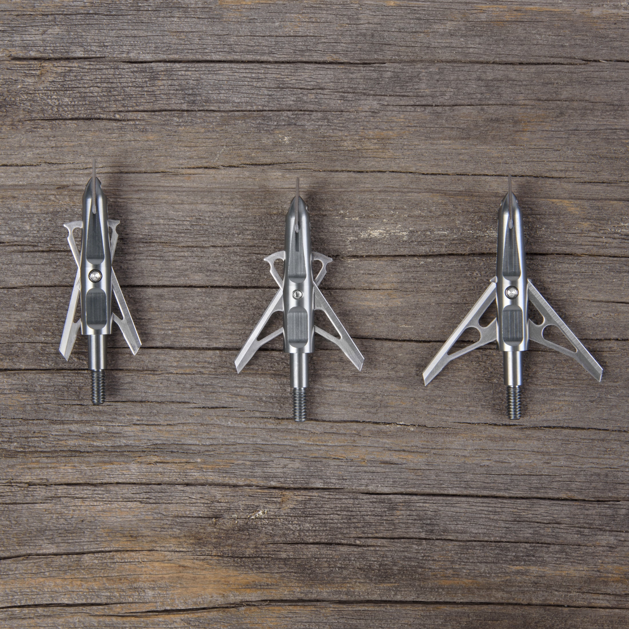 (3 pack) Stryke Rear Deploying Cut-On-Contact Archery Broadheads, 100-Grain, 3-Pack, Carbon Gray