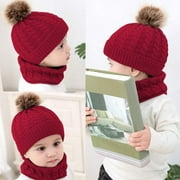 Viworld Unisex Baby Hats 2Pcs Toddler Girls Boys Winter Warm Knitted Beanie Cap+Scarf Keep Warm Set Hat