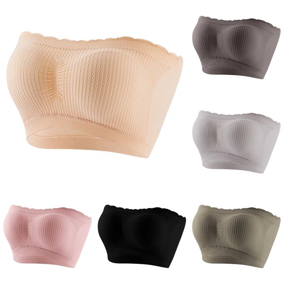 Strappy Bandeau Bikini Top for Summer Wireless Seamless Shaped Tubetop with Inner And Light Support Women Tube Top