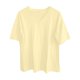 thumbnail image 4 of Camiseta informal de mujer con cuello en V, manga corta y corte holgado - Algodón suave, prenda básica versátil, 4 of 4