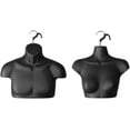 thumbnail image 2 of Black Male + Female Mannequin Chest Long Hollow Back Body Torso Set w/ Acrylic Stand with Metal Pole & Hanging Hook, S-M Size (2), 2 of 4